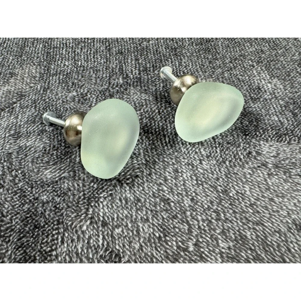 Liberty Seaglass 1.5 In. Vintage‎ Aqua And Nickel Round Cabinet Knob Lot Of 2 - Picture 5 of 6